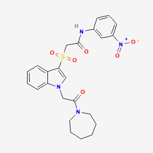 molecular formula C24H26N4O6S B2539160 2-((1-(2-(azepan-1-yl)-2-oxoethyl)-1H-indol-3-yl)sulfonyl)-N-(3-nitrophenyl)acetamide CAS No. 894015-67-9
