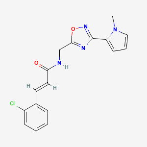 molecular formula C17H15ClN4O2 B2539163 (E)-3-(2-氯苯基)-N-((3-(1-甲基-1H-吡咯-2-基)-1,2,4-恶二唑-5-基)甲基)丙烯酰胺 CAS No. 1904632-56-9