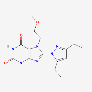 molecular formula C16H22N6O3 B2539164 8-(3,5-diethyl-1H-pyrazol-1-yl)-7-(2-methoxyethyl)-3-methyl-2,3,6,7-tetrahydro-1H-purine-2,6-dione CAS No. 1014052-64-2