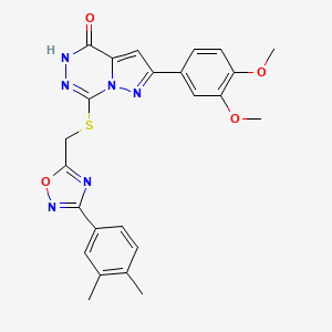 molecular formula C24H22N6O4S B2539170 2-(3,4-dimethoxyphenyl)-7-({[3-(3,4-dimethylphenyl)-1,2,4-oxadiazol-5-yl]methyl}thio)pyrazolo[1,5-d][1,2,4]triazin-4(5H)-one CAS No. 1207027-80-2