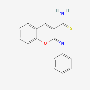 molecular formula C16H12N2OS B2539172 (2Z)-2-(phenylimino)-2H-chromene-3-carbothioamide CAS No. 161554-73-0