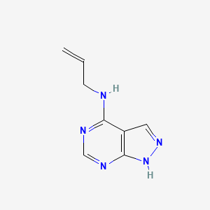 molecular formula C8H9N5 B2539174 1H-吡唑并[3,4-d]嘧啶-4-胺，N-2-丙烯-1-基- CAS No. 58360-85-3