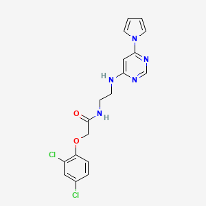 molecular formula C18H17Cl2N5O2 B2539201 N-(2-((6-(1H-pyrrol-1-yl)pyrimidin-4-yl)amino)ethyl)-2-(2,4-dichlorophenoxy)acetamide CAS No. 1421482-90-7