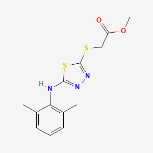 molecular formula C13H15N3O2S2 B2539209 Methyl 2-[[5-(2,6-dimethylanilino)-1,3,4-thiadiazol-2-yl]sulfanyl]acetate CAS No. 736147-12-9