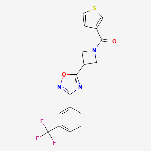 molecular formula C17H12F3N3O2S B2539216 Thiophen-3-yl(3-(3-(3-(trifluoromethyl)phenyl)-1,2,4-oxadiazol-5-yl)azetidin-1-yl)methanone CAS No. 1396871-20-7