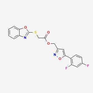 molecular formula C19H12F2N2O4S B2539217 (5-(2,4-Difluorophenyl)isoxazol-3-yl)methyl 2-(benzo[d]oxazol-2-ylthio)acetate CAS No. 1209887-04-6