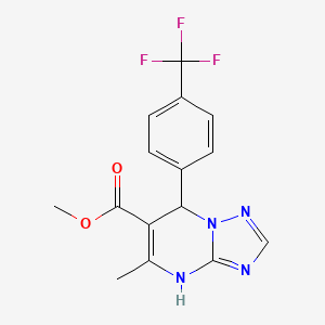 molecular formula C15H13F3N4O2 B2539218 Methyl 5-methyl-7-(4-(trifluoromethyl)phenyl)-4,7-dihydro-[1,2,4]triazolo[1,5-a]pyrimidine-6-carboxylate CAS No. 832107-66-1