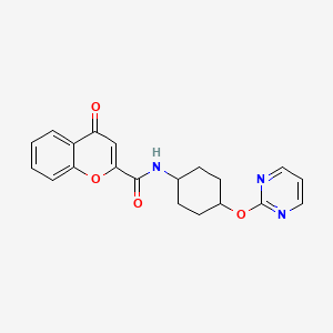 molecular formula C20H19N3O4 B2539229 4-oxo-N-((1r,4r)-4-(pyrimidin-2-yloxy)cyclohexyl)-4H-chromene-2-carboxamide CAS No. 2034438-54-3