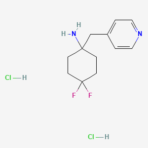 molecular formula C12H18Cl2F2N2 B2539230 4,4-Difluoro-1-(pyridin-4-ylmethyl)cyclohexan-1-amine dihydrochloride CAS No. 1380300-73-1