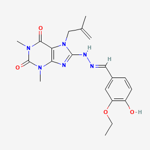 (E)-8-(2-(3-ethoxy-4-hydroxybenzylidene)hydrazinyl)-1,3-dimethyl-7-(2-methylallyl)-1H-purine-2,6(3H,7H)-dione