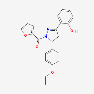 molecular formula C22H20N2O4 B2539236 (5-(4-ethoxyphenyl)-3-(2-hydroxyphenyl)-4,5-dihydro-1H-pyrazol-1-yl)(furan-2-yl)methanone CAS No. 876942-79-9