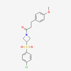 molecular formula C19H20ClNO4S B2539248 1-(3-((4-氯苯基)磺酰基)氮杂环丁-1-基)-3-(4-甲氧基苯基)丙-1-酮 CAS No. 1448063-71-5