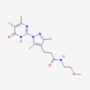 3-(1-(4,5-dimethyl-6-oxo-1,6-dihydropyrimidin-2-yl)-3,5-dimethyl-1H-pyrazol-4-yl)-N-(2-methoxyethyl)propanamide