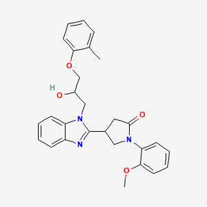 B2539251 4-{1-[2-hydroxy-3-(2-methylphenoxy)propyl]-1H-benzimidazol-2-yl}-1-(2-methoxyphenyl)pyrrolidin-2-one CAS No. 1111062-54-4
