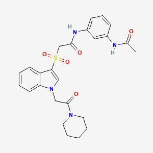 N-(3-acetamidophenyl)-2-((1-(2-oxo-2-(piperidin-1-yl)ethyl)-1H-indol-3-yl)sulfonyl)acetamide