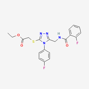 ethyl 2-((5-((2-fluorobenzamido)methyl)-4-(4-fluorophenyl)-4H-1,2,4-triazol-3-yl)thio)acetate