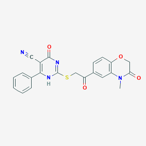molecular formula C22H16N4O4S B253927 2-[2-(4-methyl-3-oxo-1,4-benzoxazin-6-yl)-2-oxoethyl]sulfanyl-4-oxo-6-phenyl-1H-pyrimidine-5-carbonitrile 