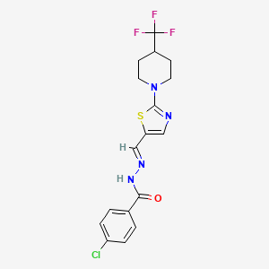 4-chloro-N'-[(1E)-{2-[4-(trifluoromethyl)piperidin-1-yl]-1,3-thiazol-5-yl}methylidene]benzohydrazide