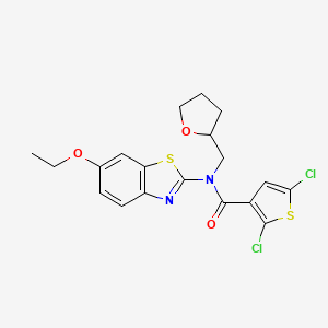 molecular formula C19H18Cl2N2O3S2 B2539278 2,5-dichloro-N-(6-ethoxybenzo[d]thiazol-2-yl)-N-((tetrahydrofuran-2-yl)methyl)thiophene-3-carboxamide CAS No. 920185-20-2
