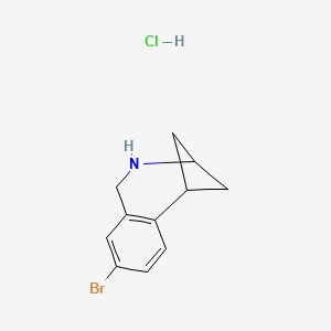 molecular formula C11H13BrClN B2539281 5-溴-9-氮杂三环[8.1.1.02,7]十二-2(7),3,5-三烯；盐酸盐 CAS No. 2375268-39-4