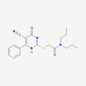 molecular formula C19H22N4O2S B253929 2-[(5-cyano-4-oxo-6-phenyl-1H-pyrimidin-2-yl)sulfanyl]-N,N-dipropylacetamide 