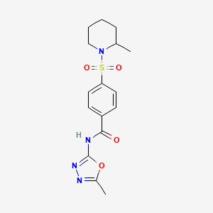 molecular formula C16H20N4O4S B2539301 N-(5-methyl-1,3,4-oxadiazol-2-yl)-4-(2-methylpiperidin-1-yl)sulfonylbenzamide CAS No. 850936-54-8