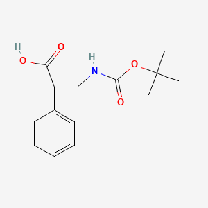 molecular formula C15H21NO4 B2539302 2-甲基-2-苯基-3-（叔丁氧羰基氨基）丙酸 CAS No. 960363-66-0