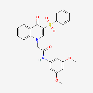 molecular formula C25H22N2O6S B2539305 2-[3-(苯磺酰基)-4-氧代-1,4-二氢喹啉-1-基]-N-(3,5-二甲氧基苯基)乙酰胺 CAS No. 866588-83-2