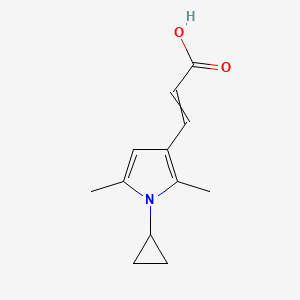 molecular formula C12H15NO2 B2539309 3-(1-Cyclopropyl-2,5-dimethylpyrrol-3-yl)prop-2-enoic acid CAS No. 853574-39-7