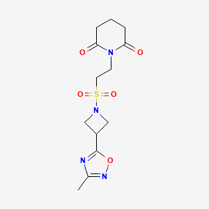 molecular formula C13H18N4O5S B2539320 1-(2-((3-(3-甲基-1,2,4-噁二唑-5-基)氮雜環丁-1-基)磺酰基)乙基)哌啶-2,6-二酮 CAS No. 1324189-08-3