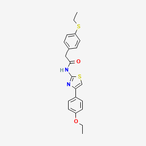 molecular formula C21H22N2O2S2 B2539321 N-(4-(4-ethoxyphenyl)thiazol-2-yl)-2-(4-(ethylthio)phenyl)acetamide CAS No. 919750-51-9