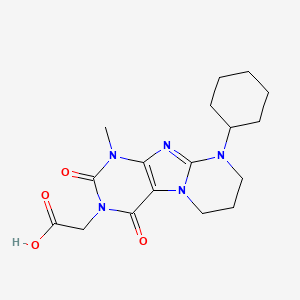 molecular formula C17H23N5O4 B2539322 2-(9-环己基-1-甲基-2,4-二氧代-7,8-二氢-6H-嘌呤[7,8-a]嘧啶-3-基)乙酸 CAS No. 878736-25-5