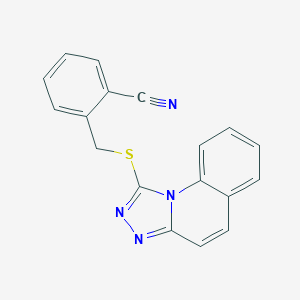 molecular formula C18H12N4S B253933 2-[([1,2,4]Triazolo[4,3-a]quinolin-1-ylthio)methyl]benzonitrile 