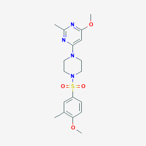molecular formula C18H24N4O4S B2539378 4-Methoxy-6-(4-((4-methoxy-3-methylphenyl)sulfonyl)piperazin-1-yl)-2-methylpyrimidine CAS No. 946325-58-2
