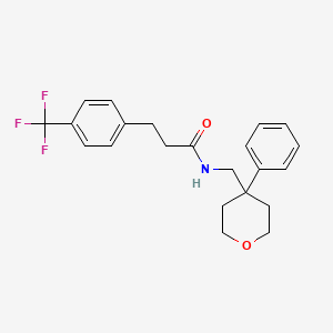 molecular formula C22H24F3NO2 B2539379 N-((4-phenyltetrahydro-2H-pyran-4-yl)methyl)-3-(4-(trifluoromethyl)phenyl)propanamide CAS No. 1797075-45-6