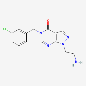 molecular formula C14H14ClN5O B2539381 1-(2-aminoethyl)-5-(3-chlorobenzyl)-1H-pyrazolo[3,4-d]pyrimidin-4(5H)-one CAS No. 1105196-77-7