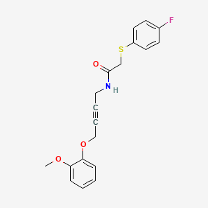 molecular formula C19H18FNO3S B2539384 2-((4-fluorophenyl)thio)-N-(4-(2-methoxyphenoxy)but-2-yn-1-yl)acetamide CAS No. 1421526-75-1