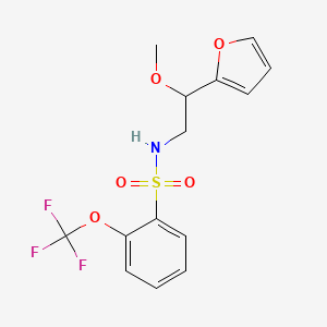 molecular formula C14H14F3NO5S B2539392 N-(2-(furan-2-yl)-2-methoxyethyl)-2-(trifluoromethoxy)benzenesulfonamide CAS No. 1798511-32-6