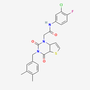 molecular formula C23H19ClFN3O3S B2539394 N-(3-chloro-4-fluorophenyl)-2-{3-[(3,4-dimethylphenyl)methyl]-2,4-dioxo-1H,2H,3H,4H-thieno[3,2-d]pyrimidin-1-yl}acetamide CAS No. 1252896-05-1