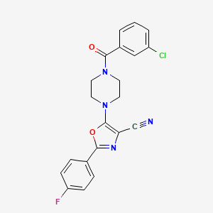 molecular formula C21H16ClFN4O2 B2539403 5-(4-(3-Chlorobenzoyl)piperazin-1-yl)-2-(4-fluorophenyl)oxazole-4-carbonitrile CAS No. 903194-94-5