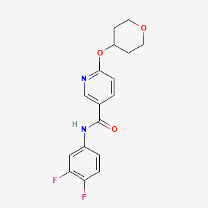molecular formula C17H16F2N2O3 B2539422 N-(3,4-difluorophenyl)-6-((tetrahydro-2H-pyran-4-yl)oxy)nicotinamide CAS No. 2034239-50-2