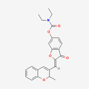 molecular formula C24H23NO5 B2539425 (Z)-2-((2-methyl-2H-chromen-3-yl)methylene)-3-oxo-2,3-dihydrobenzofuran-6-yl diethylcarbamate CAS No. 859133-39-4