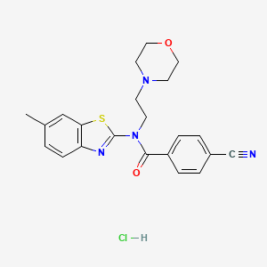 molecular formula C22H23ClN4O2S B2539442 盐酸4-氰基-N-(6-甲基苯并[d]噻唑-2-基)-N-(2-吗啉乙基)苯甲酰胺 CAS No. 1216742-64-1