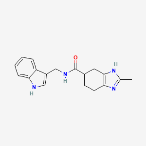 molecular formula C18H20N4O B2539444 N-((1H-indol-3-yl)methyl)-2-methyl-4,5,6,7-tetrahydro-1H-benzo[d]imidazole-5-carboxamide CAS No. 2034280-45-8