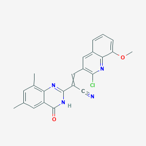 molecular formula C23H17ClN4O2 B2539451 3-(2-Chloro-8-methoxyquinolin-3-yl)-2-(6,8-dimethyl-4-oxo-3,4-dihydroquinazolin-2-yl)prop-2-enenitrile CAS No. 380391-86-6