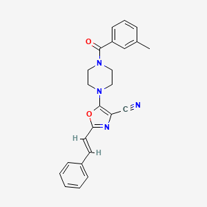 molecular formula C24H22N4O2 B2539452 (E)-5-(4-(3-methylbenzoyl)piperazin-1-yl)-2-styryloxazole-4-carbonitrile CAS No. 940986-64-1