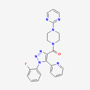 molecular formula C22H19FN8O B2539458 2-(4-{[1-(2-fluorophenyl)-5-pyridin-2-yl-1H-1,2,3-triazol-4-yl]carbonyl}piperazin-1-yl)pyrimidine CAS No. 1396686-53-5