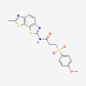 molecular formula C19H17N3O4S3 B2539470 3-((4-methoxyphenyl)sulfonyl)-N-(7-methylbenzo[1,2-d:4,3-d']bis(thiazole)-2-yl)propanamide CAS No. 922932-55-6