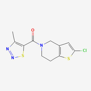 molecular formula C11H10ClN3OS2 B2539472 (2-chloro-6,7-dihydrothieno[3,2-c]pyridin-5(4H)-yl)(4-methyl-1,2,3-thiadiazol-5-yl)methanone CAS No. 2034421-52-6
