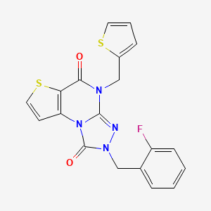 molecular formula C19H13FN4O2S2 B2539475 2-(2-fluorobenzyl)-4-(thiophen-2-ylmethyl)thieno[2,3-e][1,2,4]triazolo[4,3-a]pyrimidine-1,5(2H,4H)-dione CAS No. 1359224-79-5